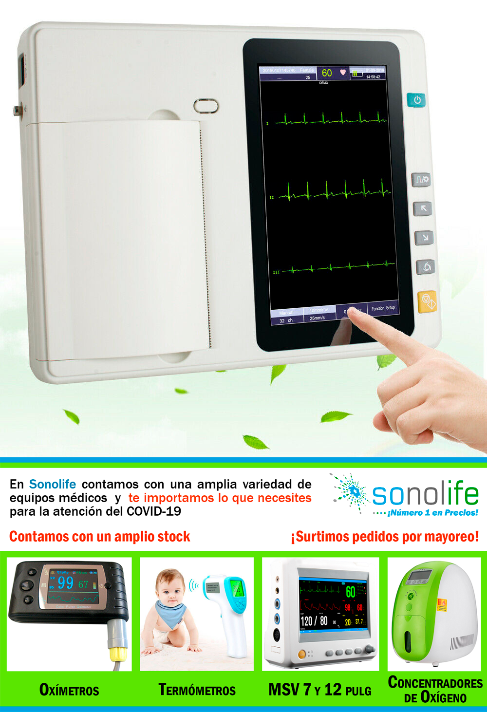 Sonolife - ECG-600 (Electrocardiógrafo 6 Canales)